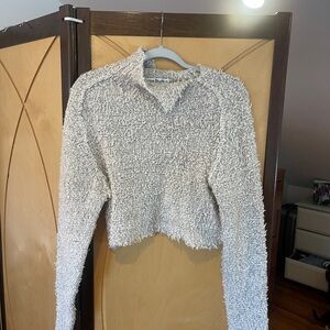 Acne Studios Kiga Textured Cream Cropped Sweater